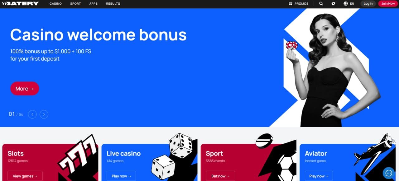 Battery Casino - C$5,000 Bonus & 225 Free Spins