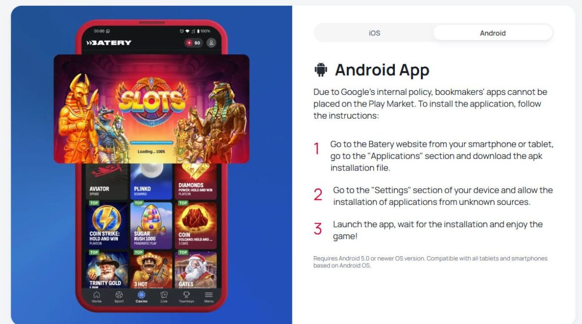 Battery Casino Mobile CA – Android, iPhone & Browser Lobby image 2